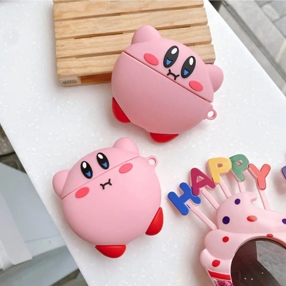 Kirby ✦ Pink AirPods Case ✦ Gen 3 Silicone Protective Cover w/ Hanging Clip - Picture 8 of 10